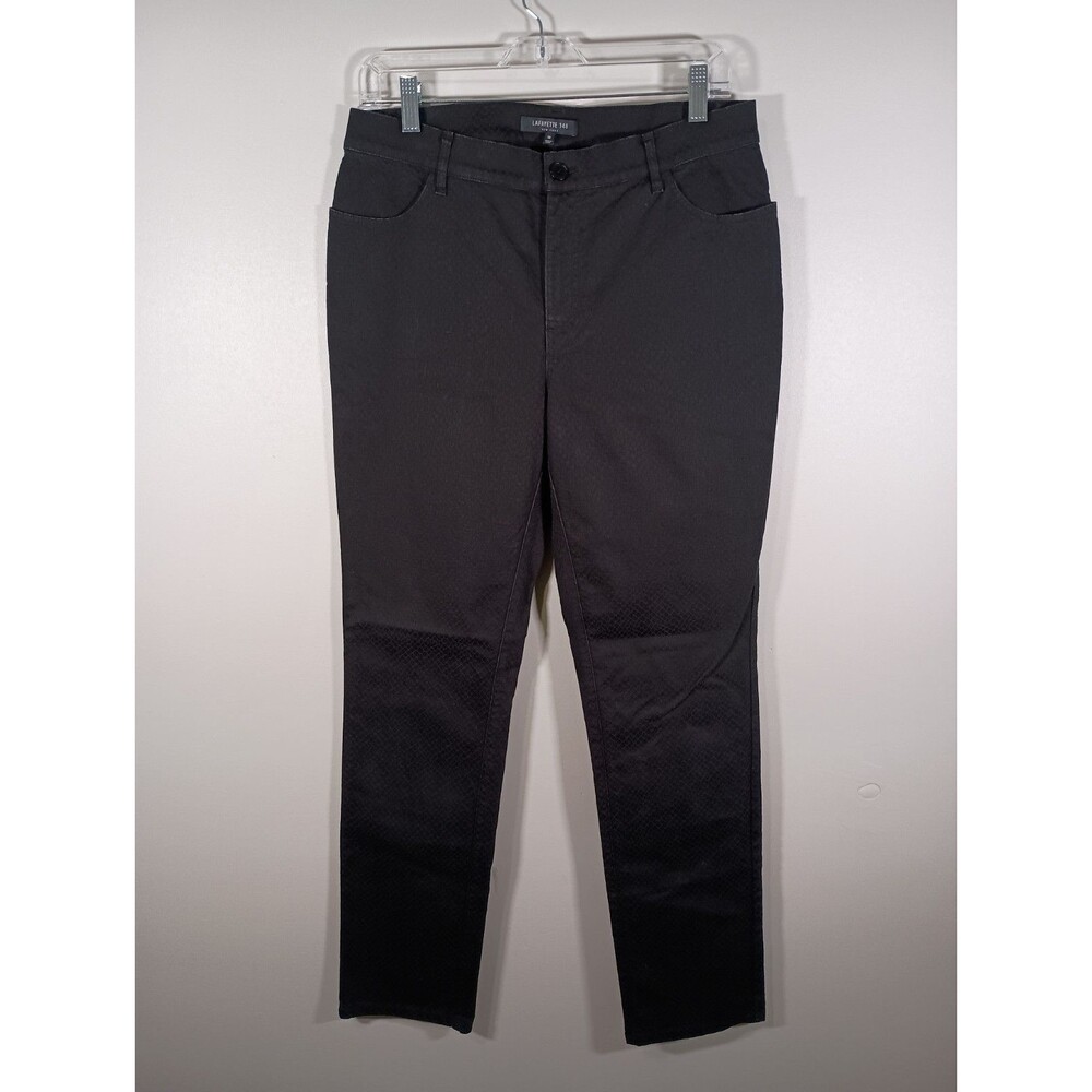 Lafayette 148 New York Womens Pants Black Jacquered Print Skinny Size 10